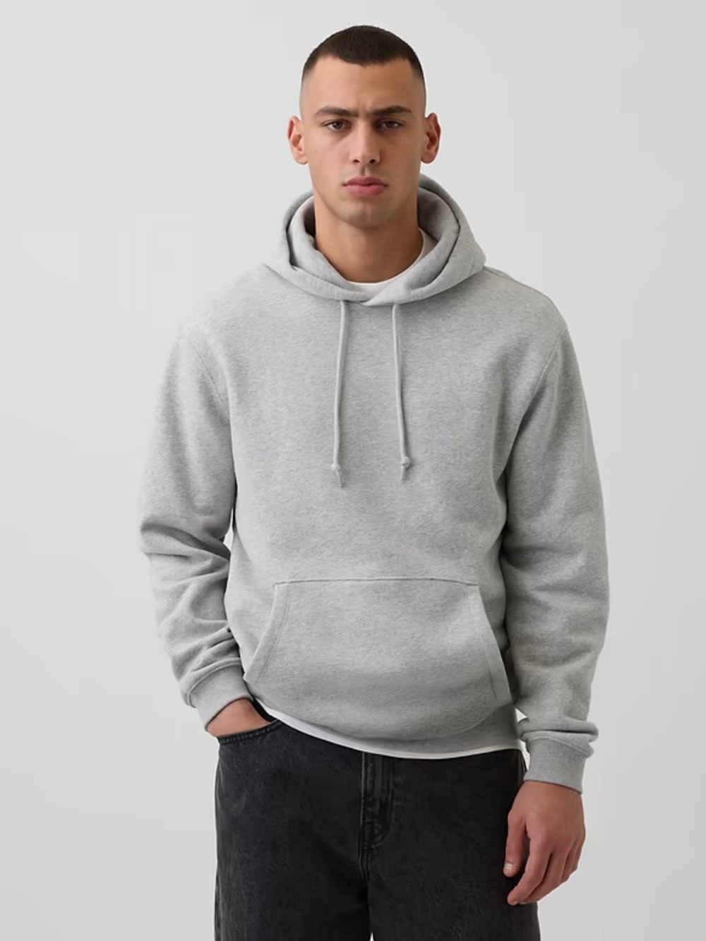 Men’s GAP VintageSoft Relaxed Hoodie XL HEATHER GREY Pullover Sweatshirt
